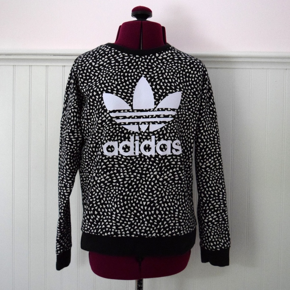 Girl's Adidas Sweatshirt, Black and White Hearts